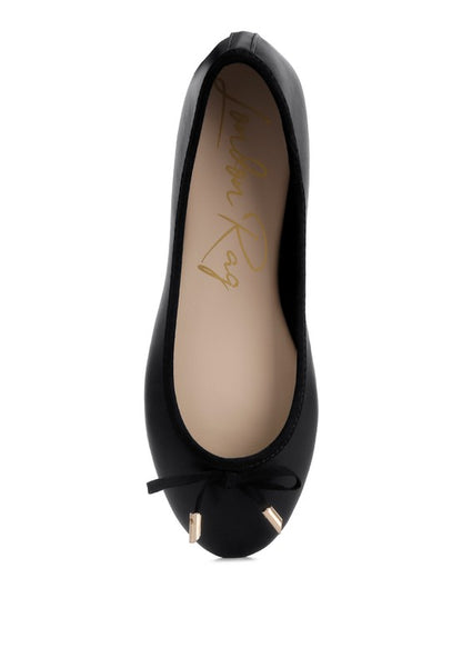Top view of Suzzy Bow Embellished Flat Ballerinas showing cushioned insoles and bow