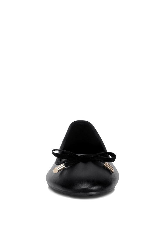 Front view of Suzzy Bow Embellished Flat Ballerinas with bow embellishment