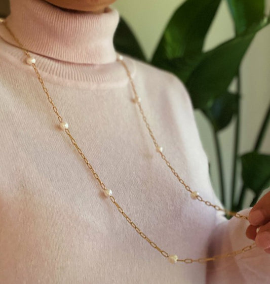 Anna Freshwater Pearl Long Chain Necklace