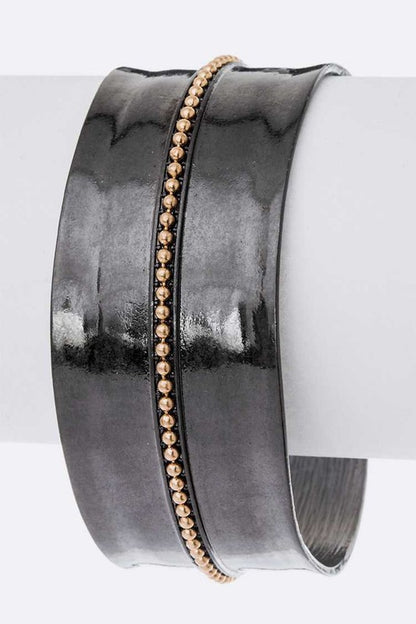 Cersie Adjustable Cuff Bracelet in hematite two-tone matte finish with 1.2-inch width and open cuff design.