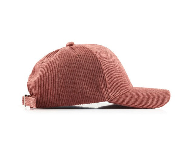 Lindy Corduroy Boyfriend Ball Cap in Mauve, corduroy finish with boyfriend-style crown