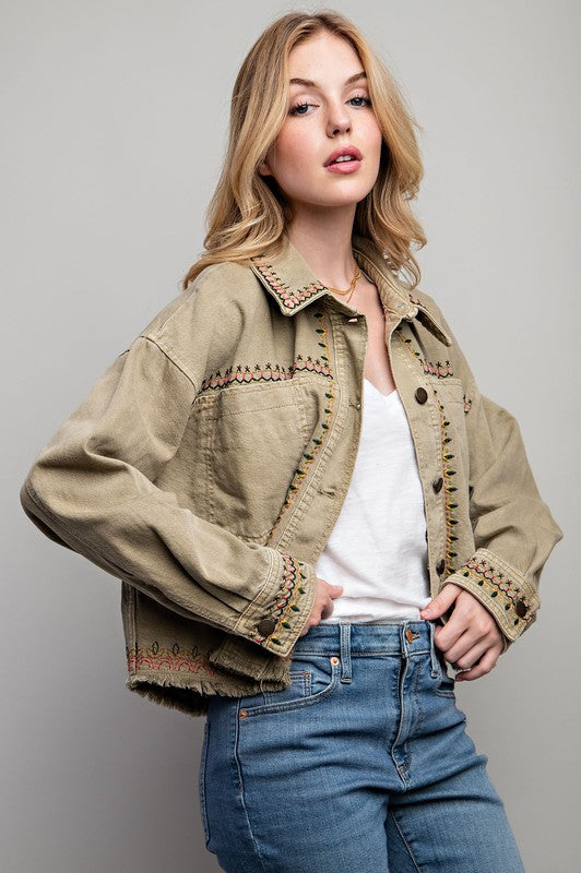 Dylan Embroidered Wash Cotton Jacket