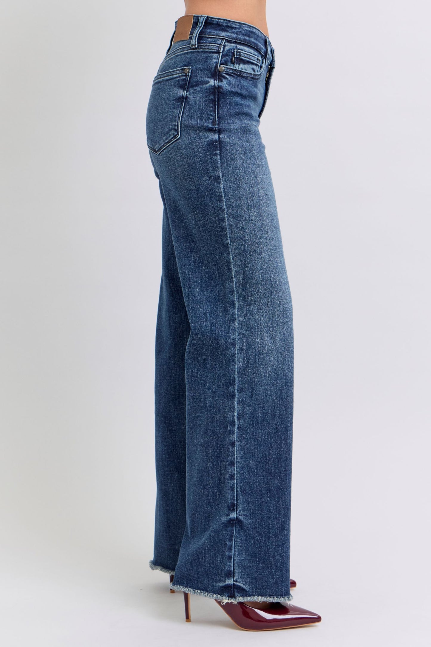 Faye Raw Hem Mid Rise Jeans by Judy Blue