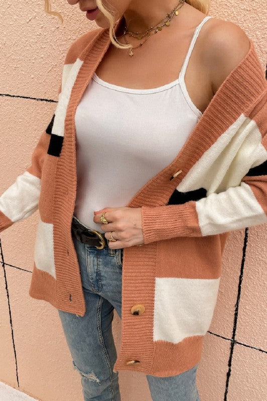 Striped Knitted Cardigan