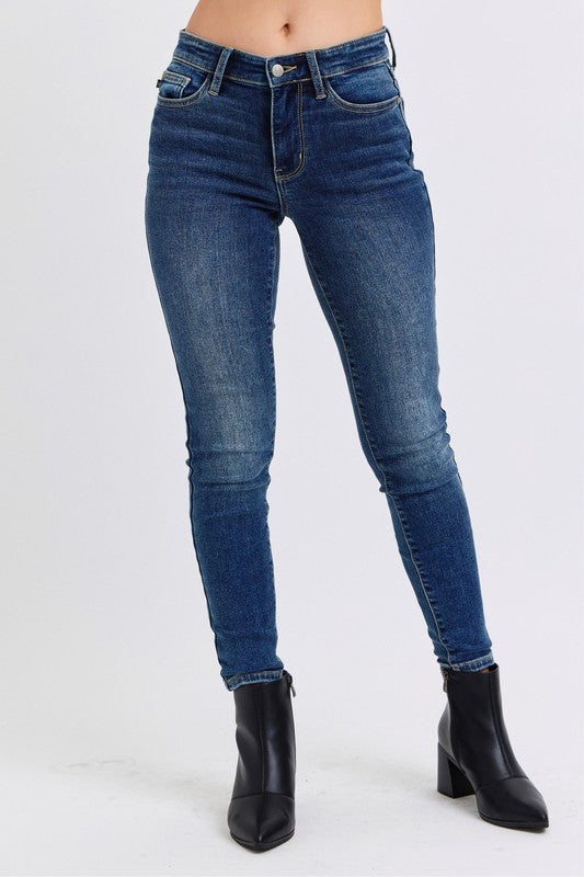 Sadie Mid-Rise Waist Skinny Jeans with Pockets by Judy Blue