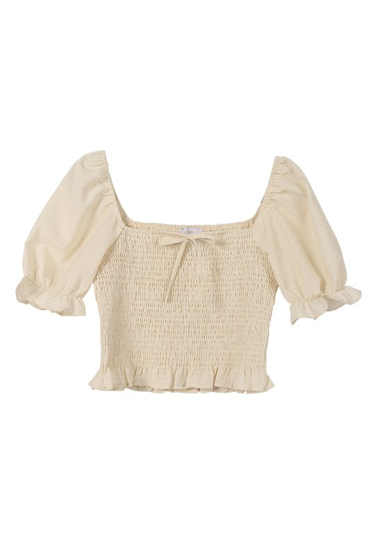 Monica Smocked Top In Custard