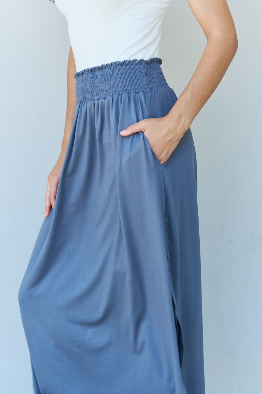 Bexley High Waist Scoop Hem Maxi Skirt