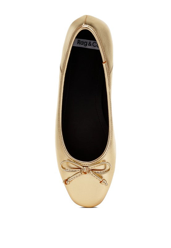 Ipara Bow Detail Metallic Ballerinas