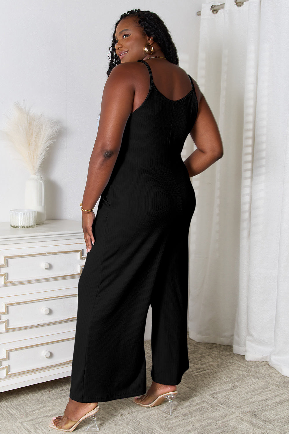 May Spaghetti Strap V-Neck Jumpsuit ( Full Size Range)