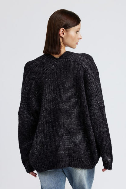 Back view of Elistina Oversized Cardigan showing oversized drape and relaxed fit.