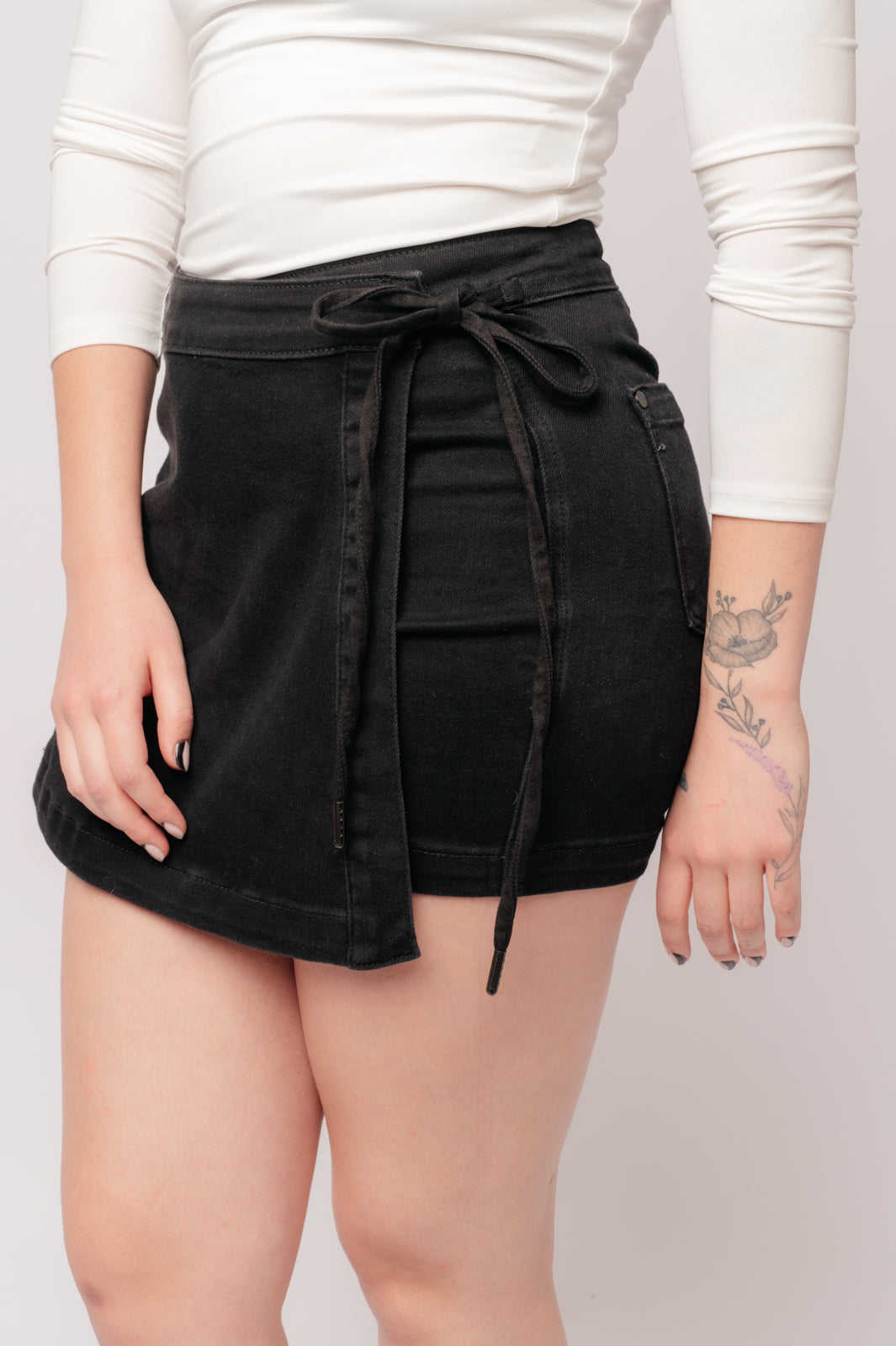 Bentli High Rise Side Tie Denim Skort