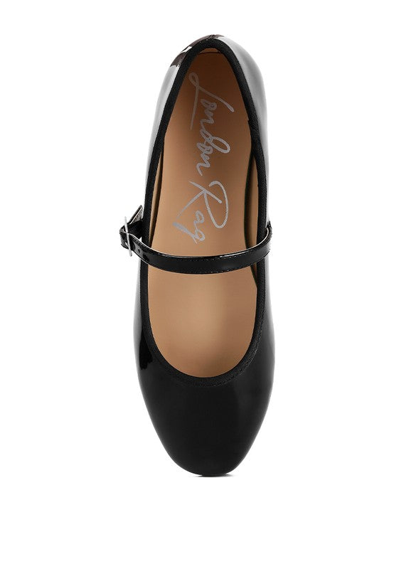 Top view of Posy Classic Mary Jane Flats with strap and buckle closure