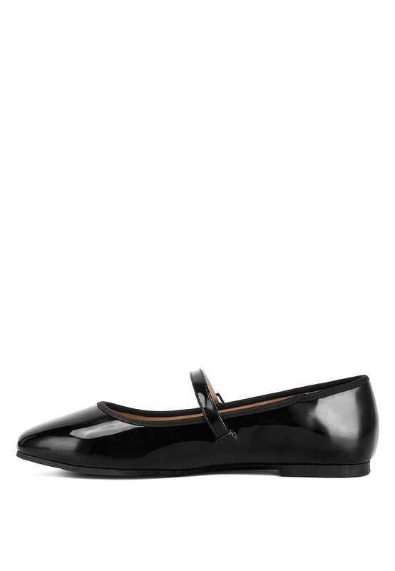 Medial side view of Posy Classic Mary Jane Flats with cushioned insole design