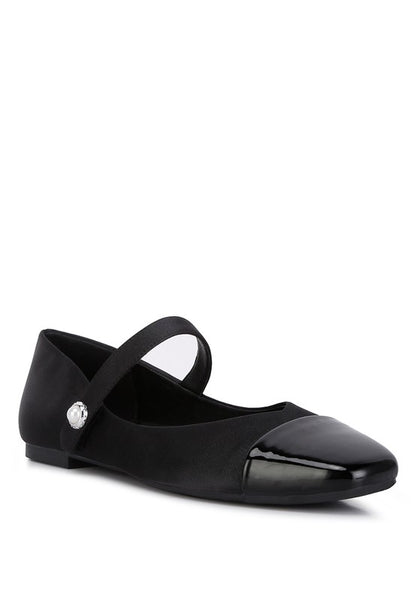 Black Albi Mary Jane Flats front angle view