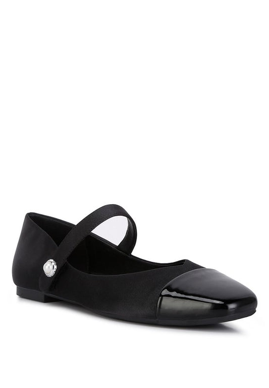 Black Albi Mary Jane Flats front angle view