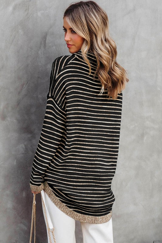 Wylie Turtleneck Striped Knit Top