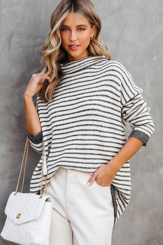 Wylie Turtleneck Striped Knit Top