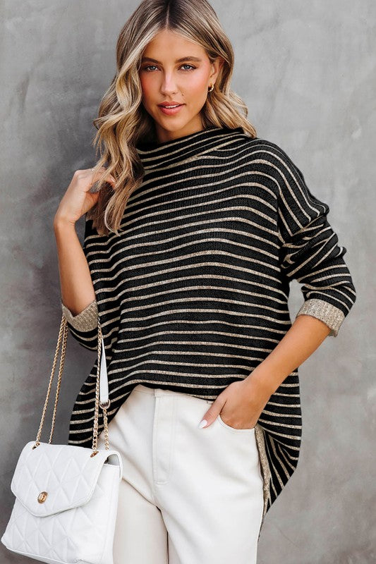 Wylie Turtleneck Striped Knit Top