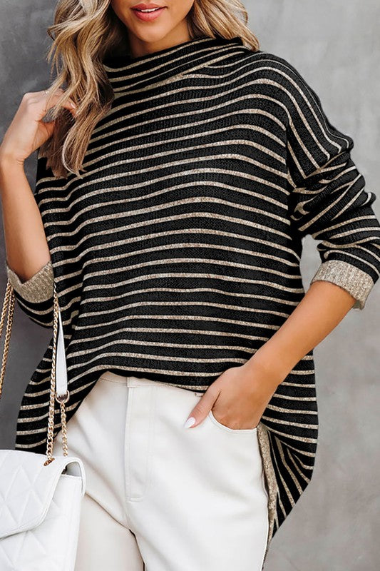 Wylie Turtleneck Striped Knit Top