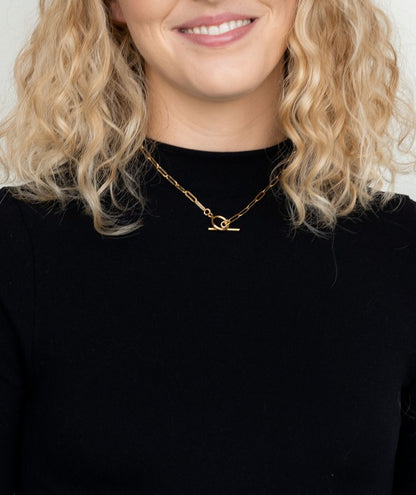 Nissa Gold Paperclip Chain Necklace - 16-Inch, 18K Gold Plated