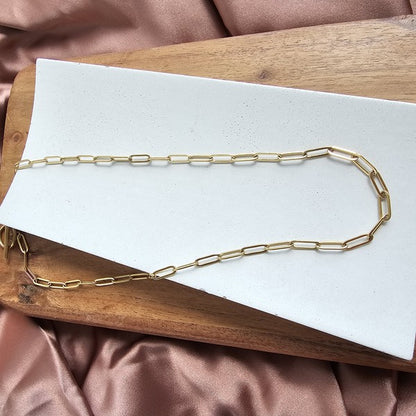 Nissa Gold Paperclip Chain Necklace - 16-Inch, 18K Gold Plated