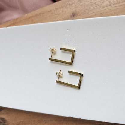 Goldi Luxe Gold Square Hoops – 18K Gold Plated, Unique Design