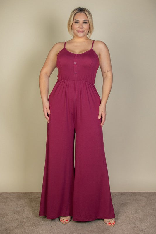 Babette Button Front Wide Leg Jumpsuit