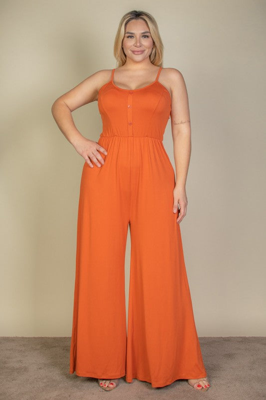 Babette Button Front Wide Leg Jumpsuit