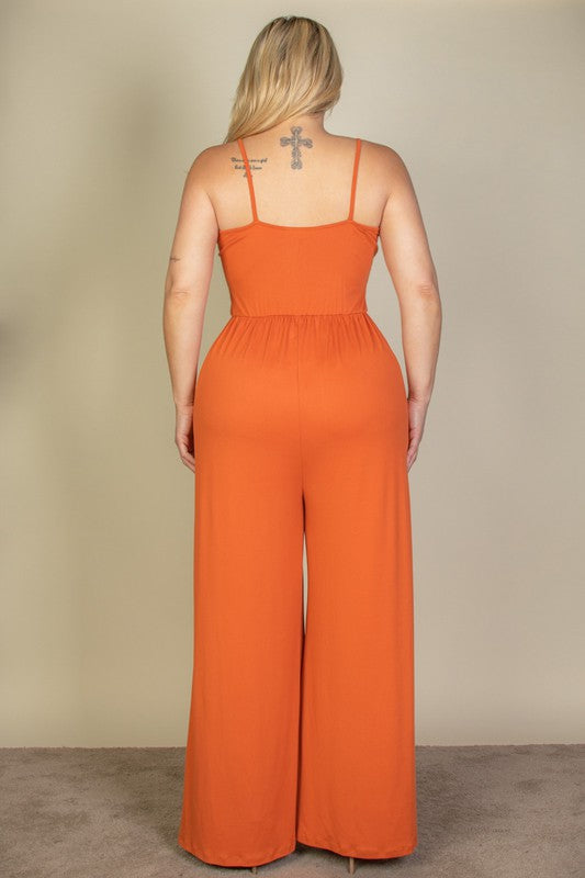 Babette Button Front Wide Leg Jumpsuit