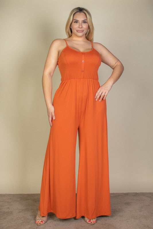 Babette Button Front Wide Leg Jumpsuit