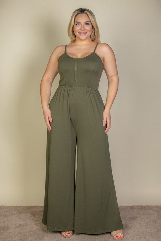 Babette Button Front Wide Leg Jumpsuit