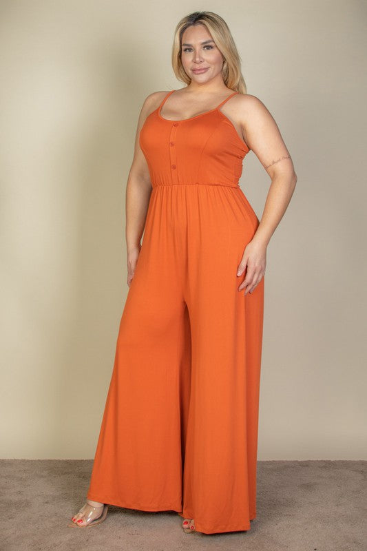 Babette Button Front Wide Leg Jumpsuit