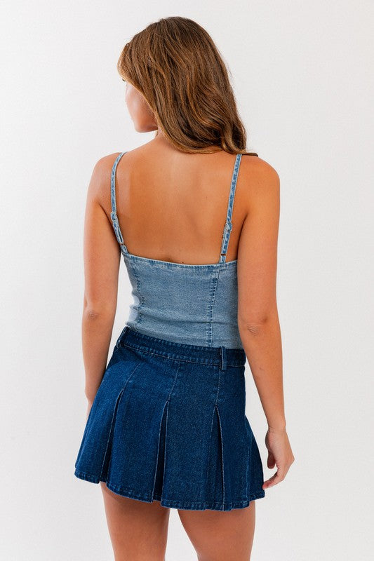 Sable Denim Bustier Bodysuit