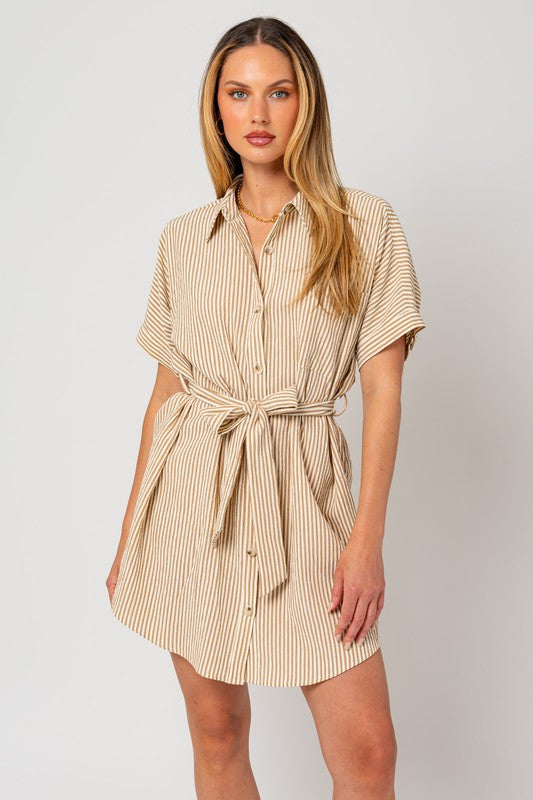 Gillian Half Sleeve Button Down Shirt Dress