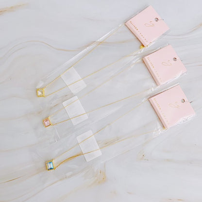 Sweet Square Pendant Necklace – 18k Gold Plated, Dainty Chain