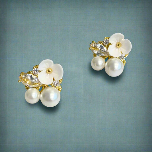 Debbie Mini Flower Jeweled Stud Earrings