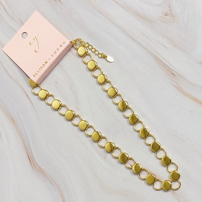 Maria Circle Link Chain Necklace - 18K Gold-Plated, Adjustable, Modern Design