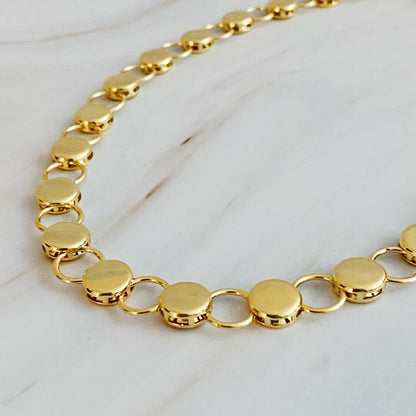Maria Circle Link Chain Necklace - 18K Gold-Plated, Adjustable, Modern Design