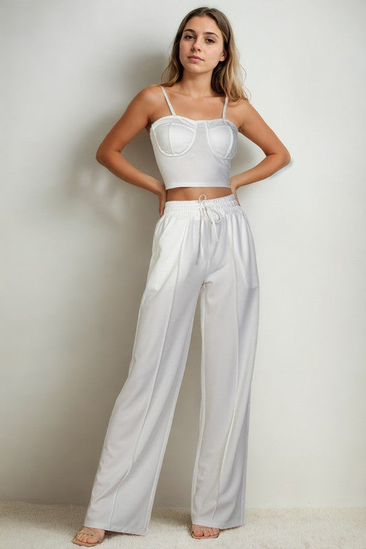 Zephyrine Bustier Cami Top & Slant Straight Pants Set