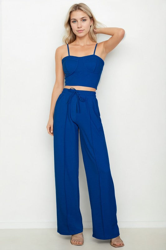 Zephyrine Bustier Cami Top & Slant Straight Pants Set