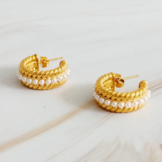 Nikki Pearl Mix Hoop Earrings