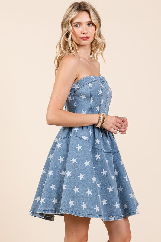 Star Denim Mini Dress