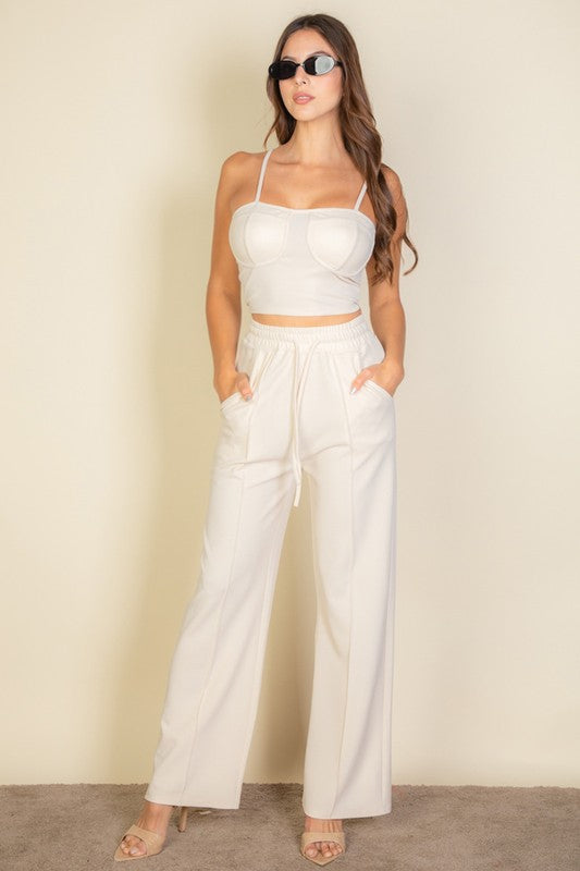 Zephyrine Bustier Cami Top & Slant Straight Pants Set