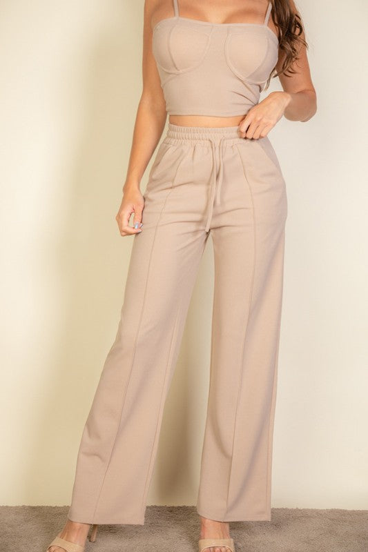 Zephyrine Bustier Cami Top & Slant Straight Pants Set