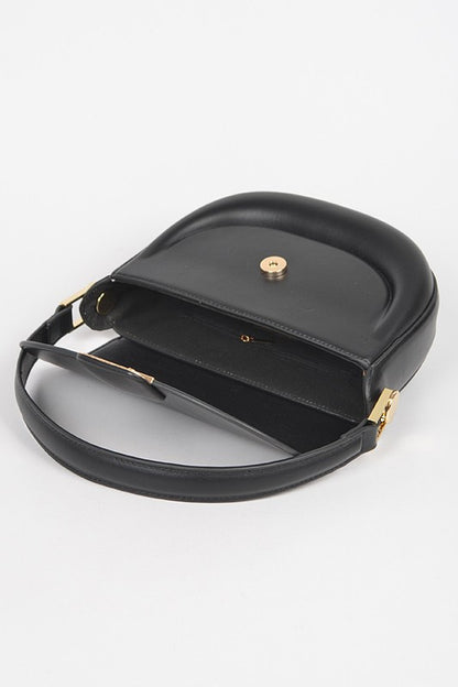 Black Quinn Convertible Shoulder Bag lying flat, open to show inside compartments.