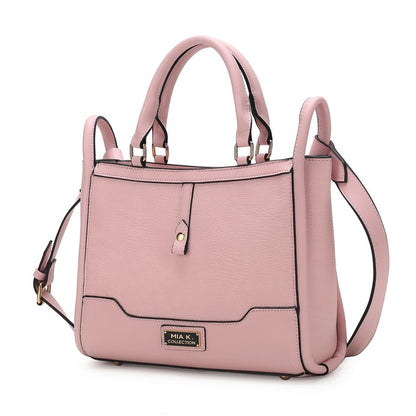 Pink Melody Vegan Leather Tote with gold-tone accents and top handles.