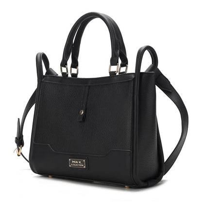 Black Melody Vegan Leather Tote with gold-tone hardware and zip closure.