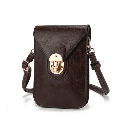 Coffee MKF Havana vegan leather phone crossbody bag.