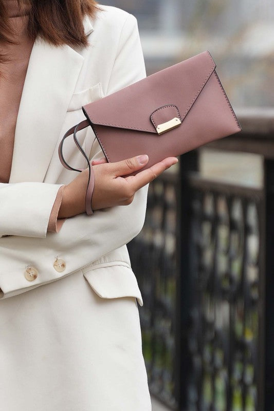 Close-up of Mauve MKF Wendy Wristlet