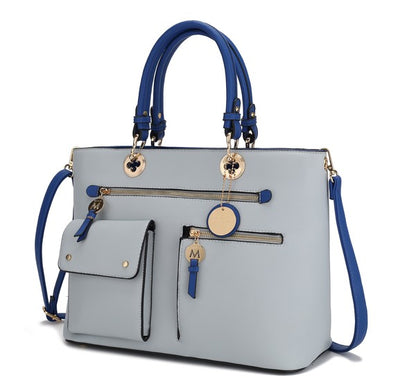 A clean product shot displaying the Baby Blue-Royal color combination, highlighting the color-block style, structured silhouette, and spacious design.